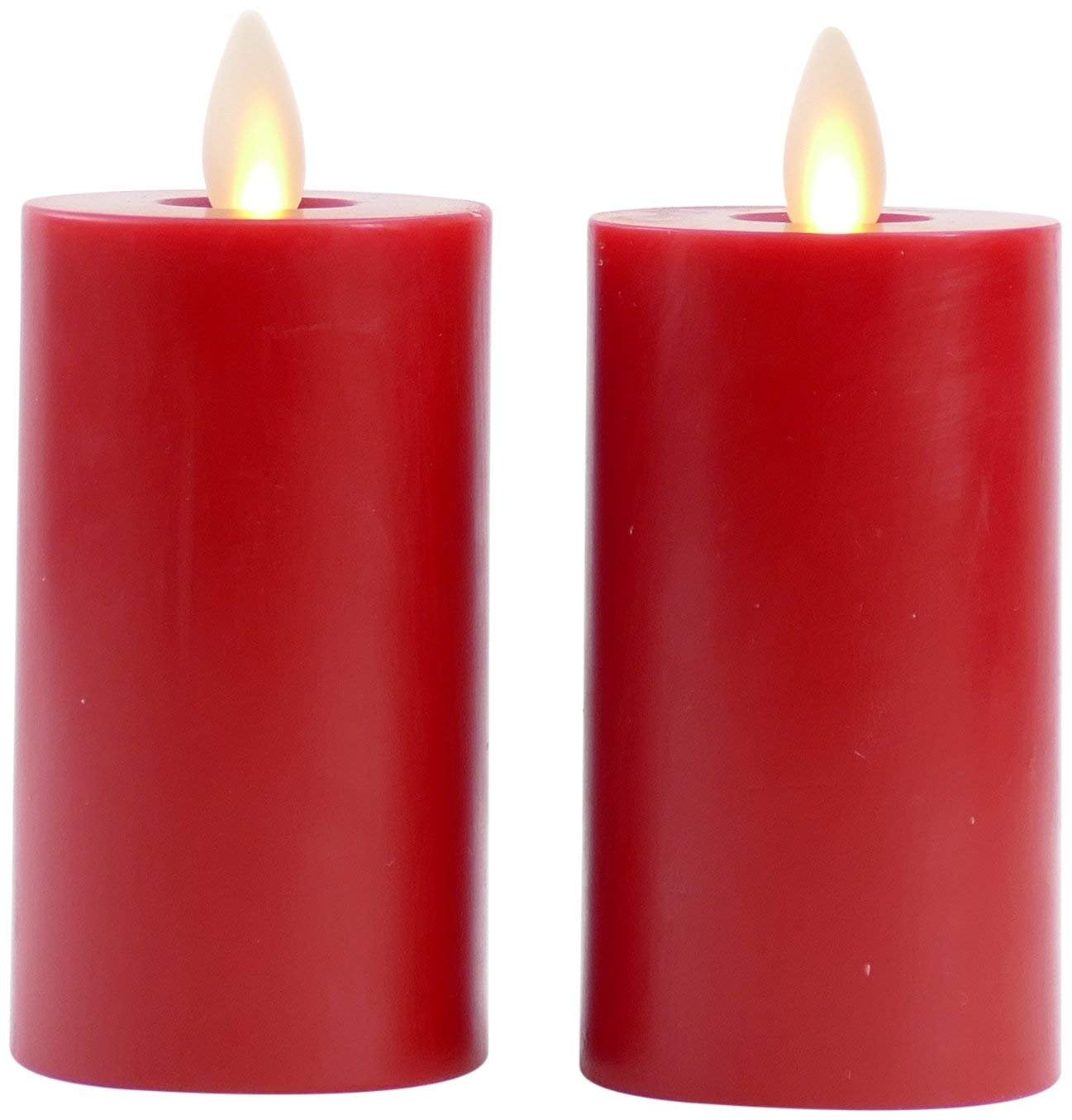Set of 2 Liown Votive Flameless Candles 2"x3.5" Red Unscented Moving