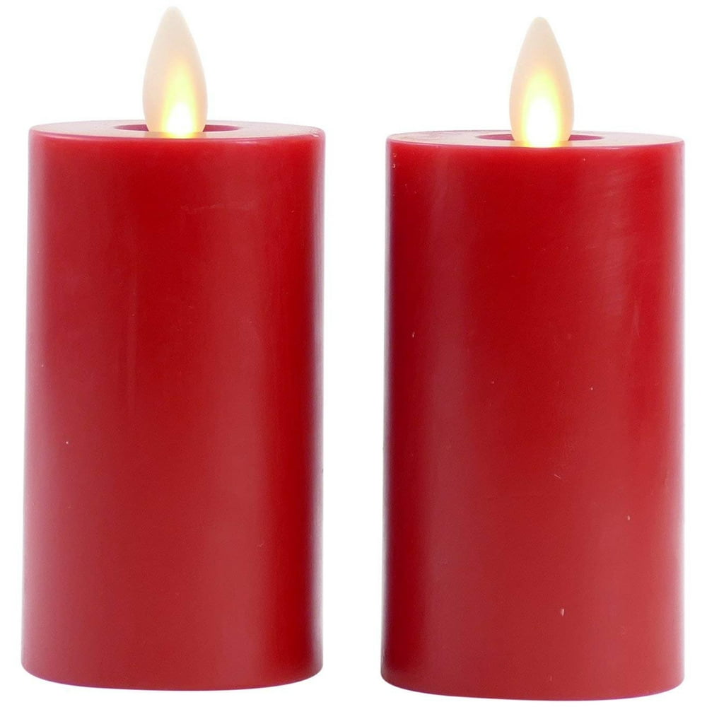 Set of 2 Liown Votive Flameless Candles 2"x3.5" Red Unscented Moving