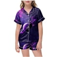 thumbnail image 2 of Kogui Pjs for Girls Silk Girls Pajamas, Satin Silky Pjs Set Kids 2Pcs Button-Down Nightwear Sleepwear Size 8-9 (Dark Purple,8-9 Years), 2 of 4