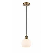 516-1P-WPC-G124-6 Innovations Lighting Ballston Athens 1 Light 6" Cord Hung Mini Pendant Brushed Brass/Matte White