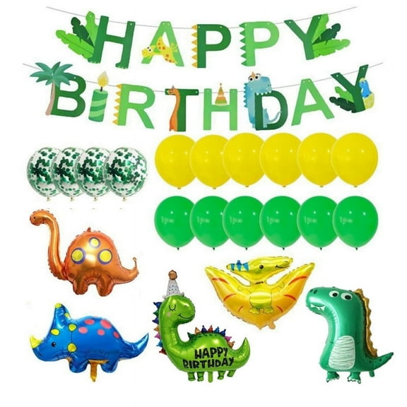 22pcs Dinosaur Party Decoration Balloons, Dingrich Birthday Party Scene Decoration with 16 Round Latex Balloons and 5 Dinosaur Balloons, Background Decoration Dinosaur Balloon Set
