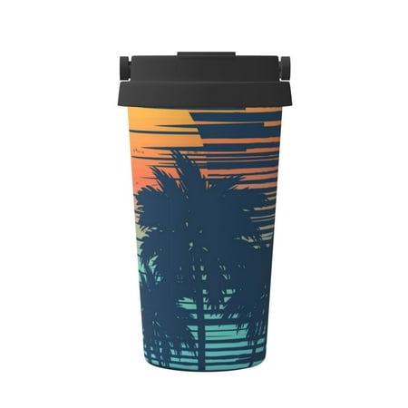 

Susaid Palm Trees Print Coffee Travel Mug Insulated Coffee Mug with Lid Leakproof Coffee Thermos Coffee Tumbler for Hot&Cold Drinks