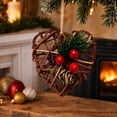 thumbnail image 6 of 2026 Christmas Home Party Decoration Rattan Heart Christmas Ornament Woven Heart Hanging Decoration With Red Berries Xmas Tree Hanging Pendant For Wall Decor, 6 of 7