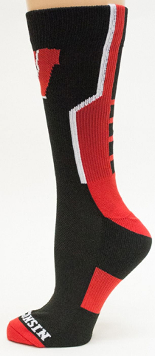 Wisconsin Badgers Black Sport Performance Sock - Donegal Bay - Unisex - One Size - Crew
