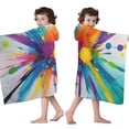 thumbnail image 4 of Colorful Double Burst Paint Pattern Hooded Bath Towel，50"x30" for Ages 3 To 12 Kids, Quick Dry Lightweight Soft Microfiber Hood Beach Towel Cover Up for Kids, 4 of 7