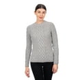 thumbnail image 4 of SAOL Irish Aran Fisherman Tunic Fitted Sweater Wool Blend Women's Crew Neck Cable Knit Pullover, 4 of 8