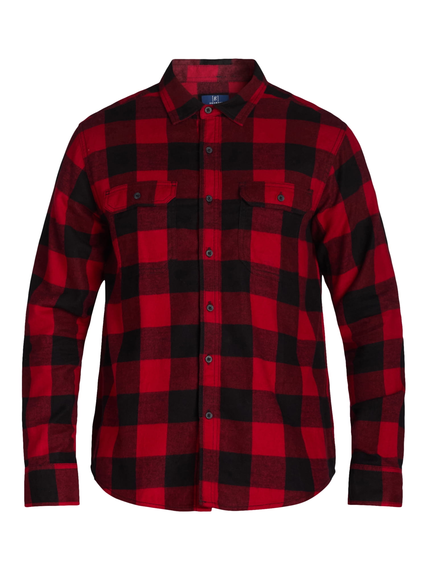 George Men's & Big Men's 2-Pack Flannel Shirt with Long Sleeves, Sizes XS-3XLT