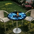 thumbnail image 3 of SEANATIVE 24'' Diameter Round Table Topper Cap Set of 4 with Elastic Edge Stain-resistant Cocktail Tablecloth Decorative Table Top Covers for Indoor Outdoor Cocktail Events, Love Dolphin Flower Blue, 3 of 7
