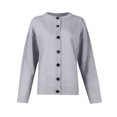 thumbnail image 5 of Women's Sweater Cute Fun Printing Sweater Fall And Winter Long Sleeve Knitted Sweater for Fall Winter Solid Color Basics,Gray,L, 5 of 7