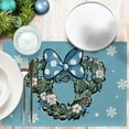 thumbnail image 3 of Winter Mouse Wreath Placemats Set of 4, Blue Snowflake Poinsettia Cotton Polka Dots Bow Dining Table Place Mats, Christmas Holiday Seasonal Kitchen Decor Home Decoration 12 x 18 Inch, 3 of 5
