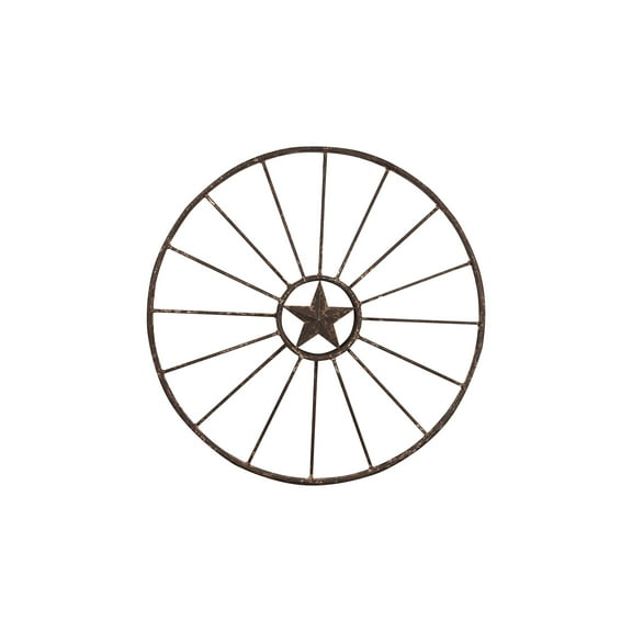 Creative Co-Op Metal Wagon Wheel with Star Wall Decor, Brown