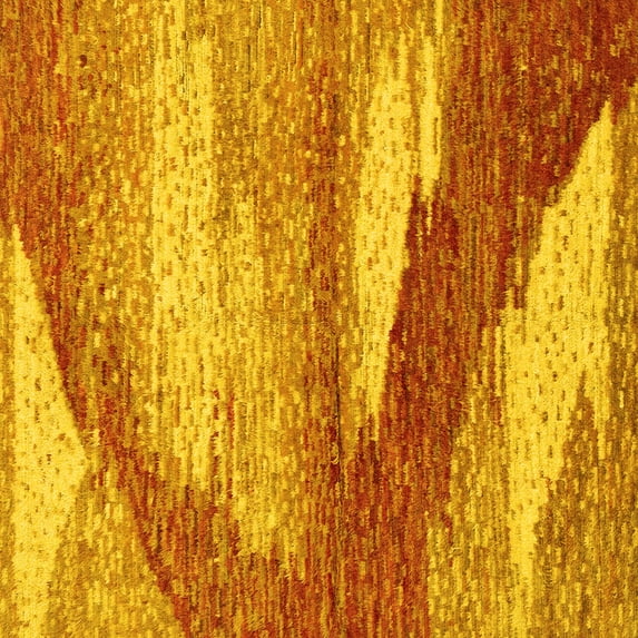 Ahgly Company Indoor Square Abstract Yellow Modern Area Rugs, 3' Square