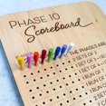 thumbnail image 2 of Phase 10 Score Board Wooden Round Tracker with 8 Colored Pegs for Family Card Game Night, 2 of 7
