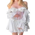 thumbnail image 1 of Elegant Off-shoulder Dress with Ruffled Bandage for Women, 1 of 5