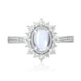 thumbnail image 2 of 18K White Gold Oval Shape Moonstone Cubic Zirconia Engagement Ring, 2 of 2