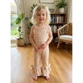thumbnail image 6 of Cenuakty 6M-4T Toddler Baby Girl Jumpsuit Summer Cute Sleeveless Contrast Color Bow Decor Bell Bottom Waffle Overall Pants, 6 of 9