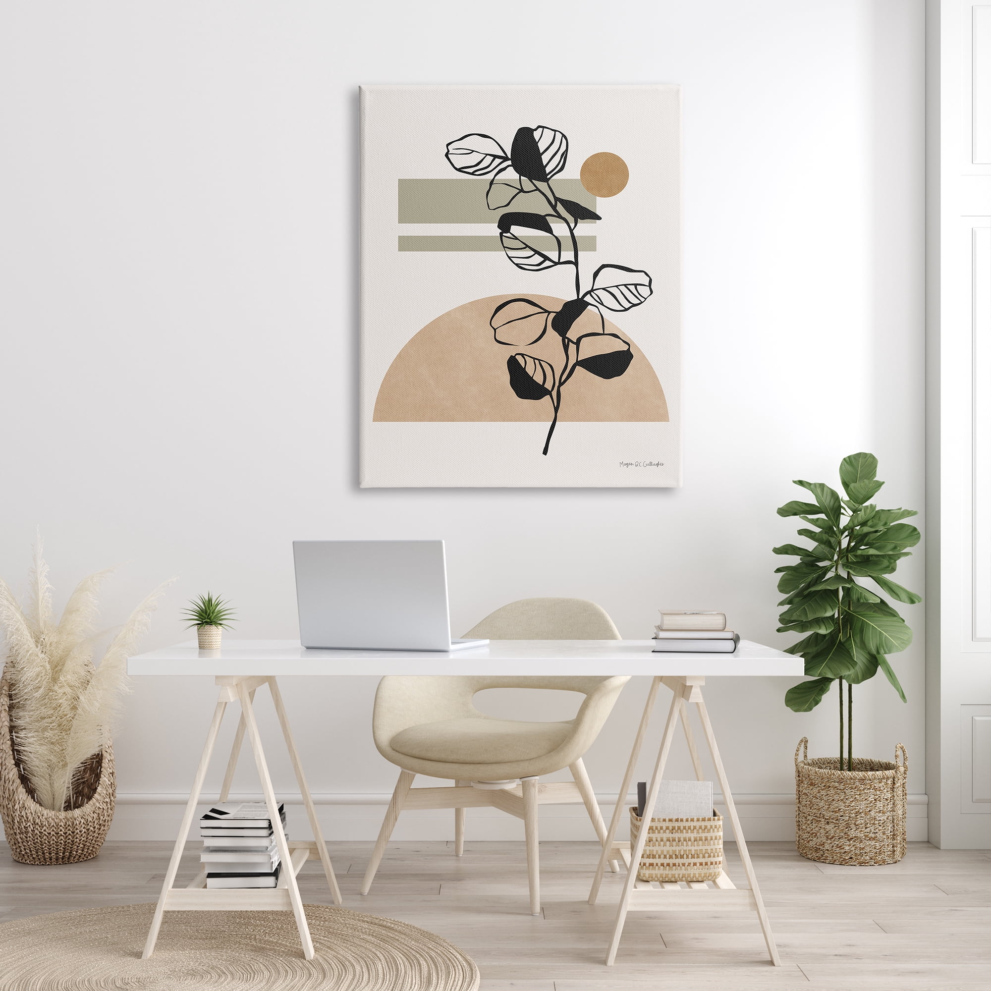 Design by Megan Gallagher Desert Sunrise Geometric Shapes Abstract Botanical Plant 36 in x 48 in Painting Canvas Art Print, by Stupell Home Décor