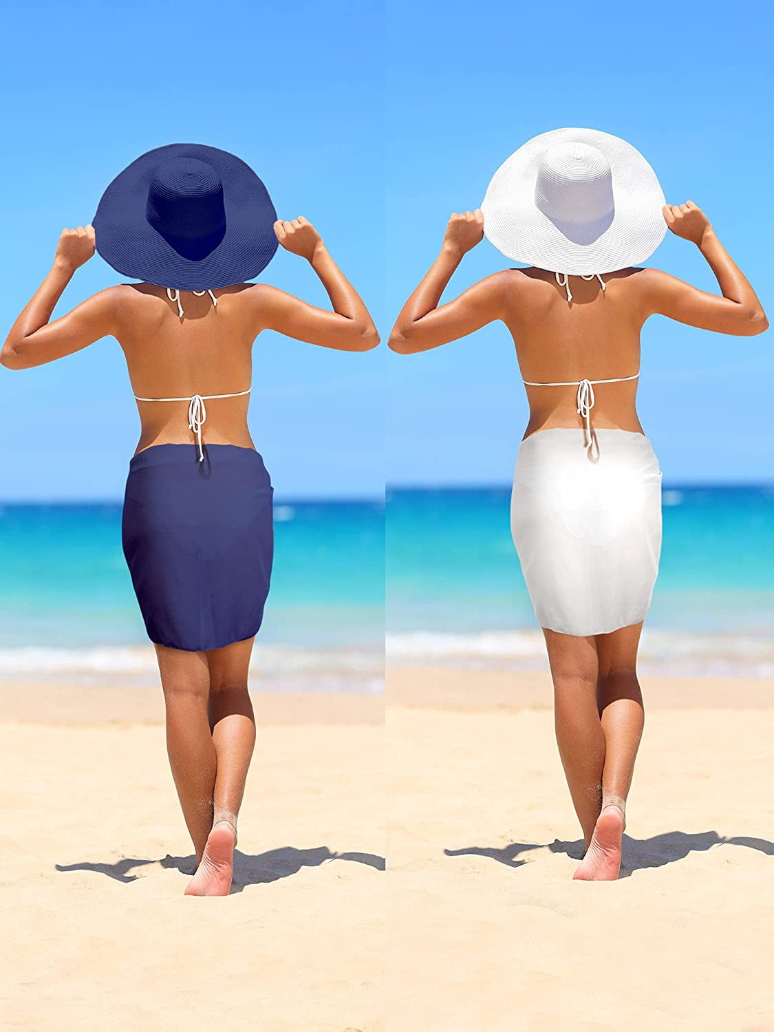 Paréo De Plage Femme - Mousseline Légère - 184x44 Cm - Taille Unique - Multi-façons à Nouer - Couverture Bikini, Sarong, Jupe