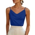 thumbnail image 4 of Inverlee Satin Cowl Neck Cami Top for Wome Casual Sleeveless Spaghetti Strap Blousen Party Wear Basic Tank Tops Blue M, 4 of 7