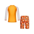thumbnail image 4 of vastwit Kids Boys Rash Guard Swimsuit Shark Fish Print Long Sleeve Swim Shirts with Shorts Set Orange 8-9, 4 of 7