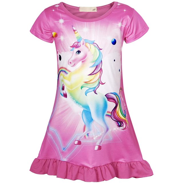 Camisones para niñas Ropa de dormir Unicornio Camisas para dormir Pijamas de manga corta para niños Vestido de noche para dormir Ormromra CJWUS-3966