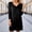 D-Black, variant on Womens Dresses Long Sleeved Form Fitting Deep V Neck Tight Mid Length Dress Versatile Clothing 2Xl Red