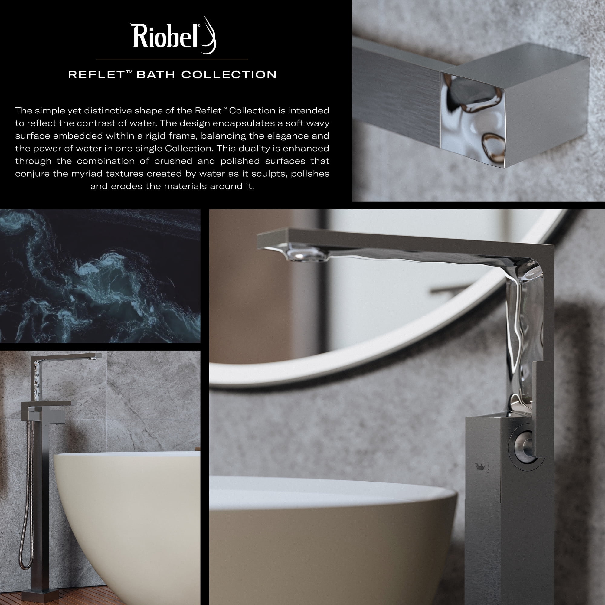 Riobel Rf08 Reflet 1.2 GPM Widespread Bathroom Faucet - Chrome