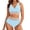 Light Blue, variant on Women High Waisted Bikini Sets Two Piece Swimsuit for Women Tummy Control Swimsuits Color Block Drawstring Bathing Suit
