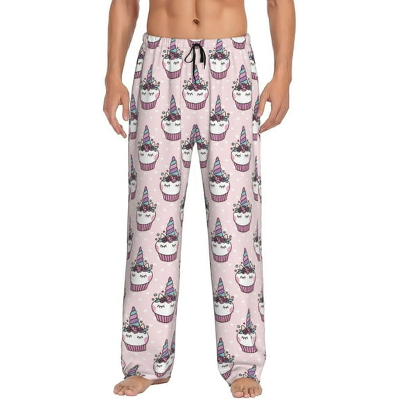 Naloa Cute Cupcake Pajama Pants Men, PJ Bottoms, Sleep & Lounge Pants-Small