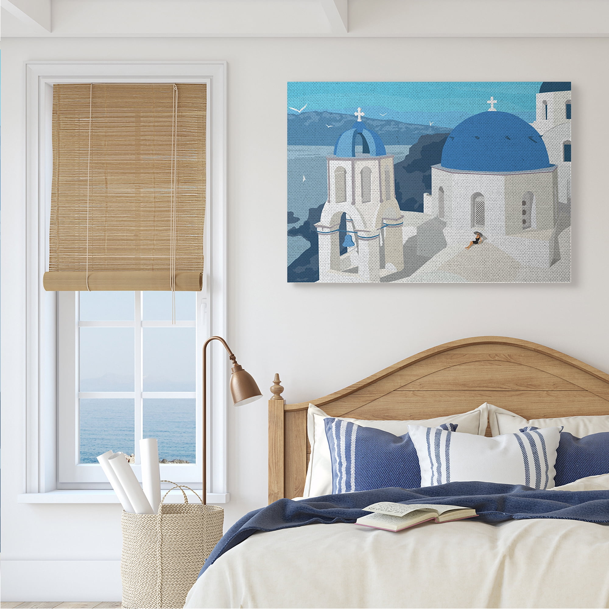 Stupell Industries Cliffside European Church Architecture Woman Resting Abstract Painting Gallery Wrapped Canvas Art Print Wall Art, 30 x 40