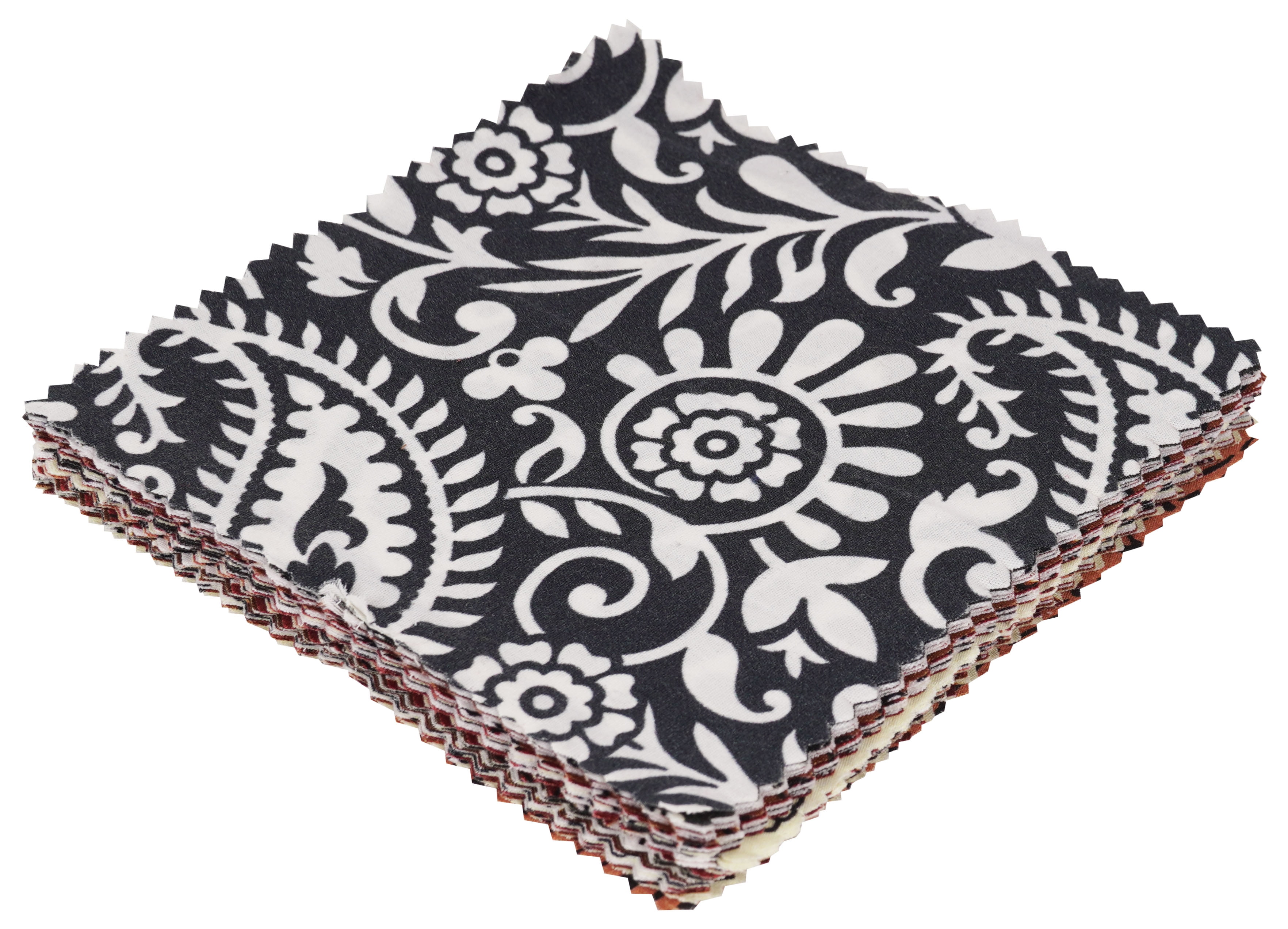Soimoi Precut 10-inch Asian Block Prints Cotton Fabric Bundle Quilting Squares Charm Pack DIY Patchwork Sewing Craft- Maroon- White- Pale Yellow- Brown