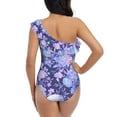 thumbnail image 5 of Sikiie flower crystal Skull Print Women One Piece Swimsuits Tummy Control One Shoulder Bathing Suits Ruffle Swimwear, From S to XXL-Large, 5 of 6