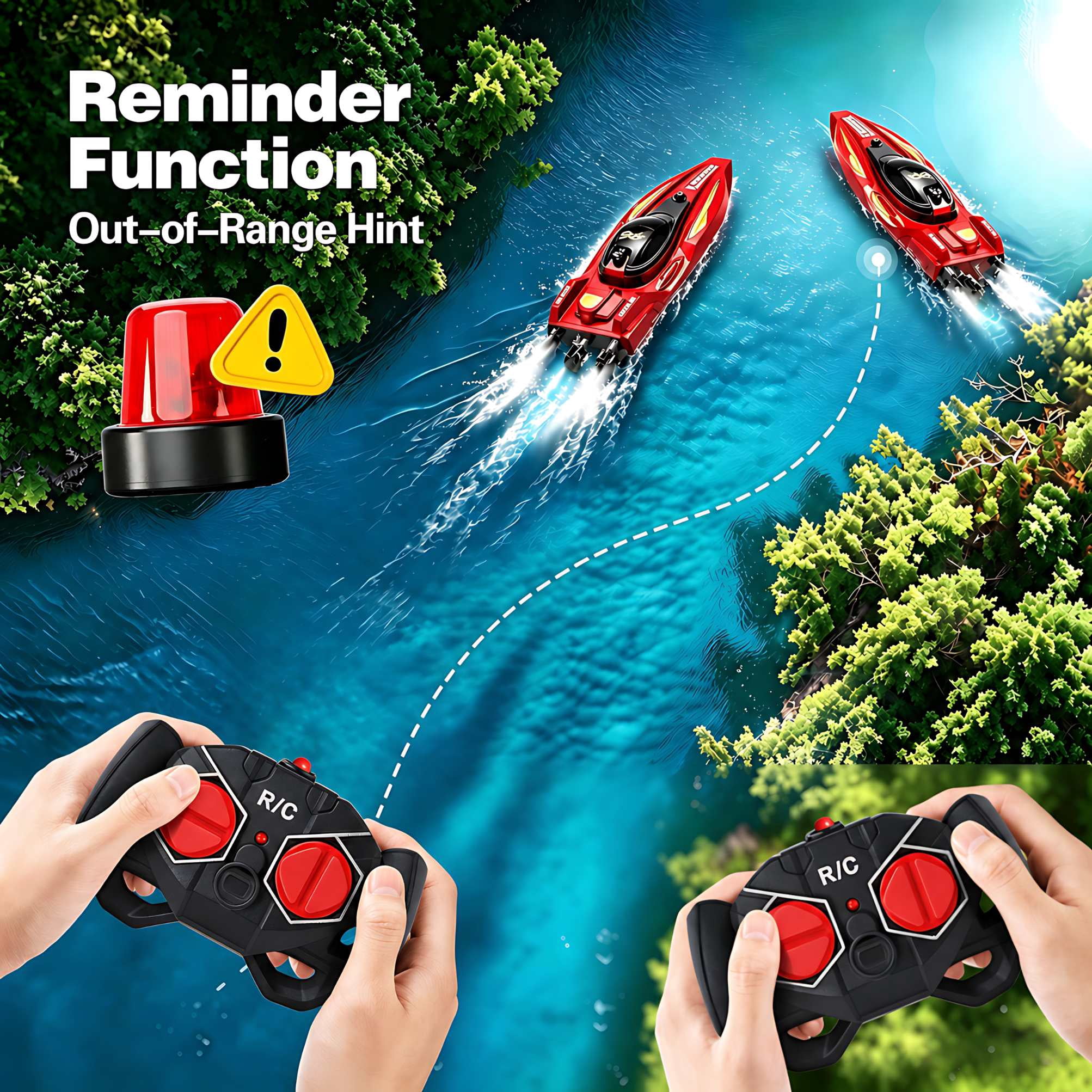 2.4GHz High-Speed Remote Control Racing Watercraft for Pools & Lakes | Dual Motor Waterproof RC Boat for Boys & Girls Ages 8-12