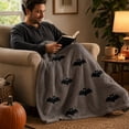 thumbnail image 5 of Halloween Throw Blanket Soft Plush Bats Blanket Cozy Flannel Grey Throw Blanket Halloween Decoration for Party Sofa Bed Living Room 39"x59", 5 of 6