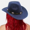 thumbnail image 3 of Women Men Cowboy Hat Ethnic Style Woolen Western Hat for Party, 3 of 4