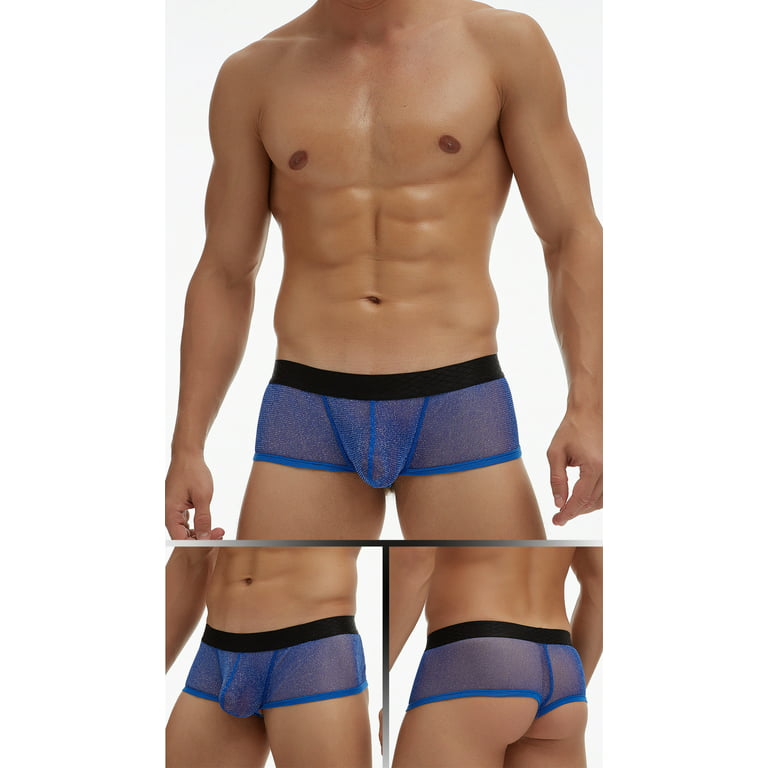 Noyal 2 Pack Mens Sexy Transparent Underwear Sheer Mesh Boxer