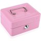 thumbnail image 1 of Caja de almacenamiento segura de alta calidad para caja de medicamentos, clip para dinero, acero inoxidable, acero inoxidable con llave, color rosa, 1 of 8