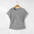 thumbnail image 5 of Mittory Womens Short Sleeve T Shirts Summer Side Ruched Crew Neck Dressy Casual Tops Basic Trendy Tees, 5 of 8