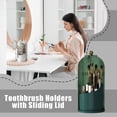 thumbnail image 3 of Sliding Lid Toothbrush Organizer Rotating 3-Slot Holder with Cover for Bathroom Counter, Dustproof Stand for Toothpaste & Toothbrush, 3 of 9