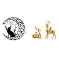 thumbnail image 1 of Escultura De Pared De Metal Con Forma De Gato Y Luna, Ideal Como Decoración Para Amantes De Los Gatos Negros, Con Figuras De Ciervo, Reno Y Alce, Ideal Como Regalo Para Estantería O Escritorio., 1 of 8