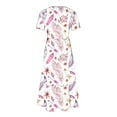 thumbnail image 6 of Penkiiy Women's Summer Feather Print Casual Short Sleeve Crewneck Basic Swing T Shirt Dress Flowy Beach Vacation Sundress XL White, 6 of 6