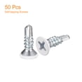 thumbnail image 3 of Tornillos autorroscantes blancos Uxcell #8 x 1/2", paquete de 50, tornillo de cabeza plana Phillips para metal a madera, 3 of 5