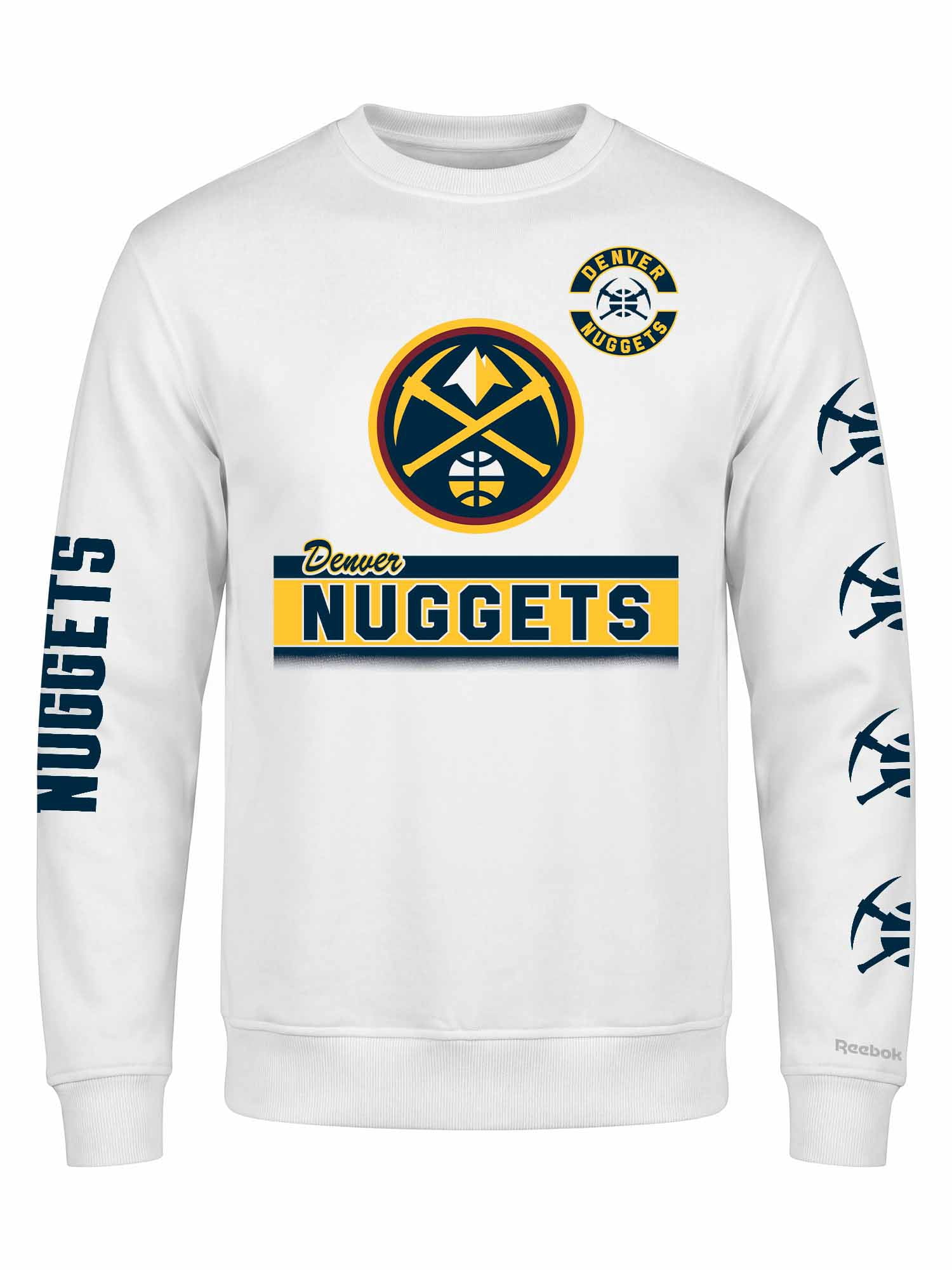 Denver Nuggets Reebok Mens White Crew Sweatshirt
