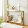 thumbnail image 5 of HOOBRO Console Table 47.2" Narrow Skinny Table Industrial Entryway Living Room Hallway White and Gold DW20XG01G1, 5 of 8