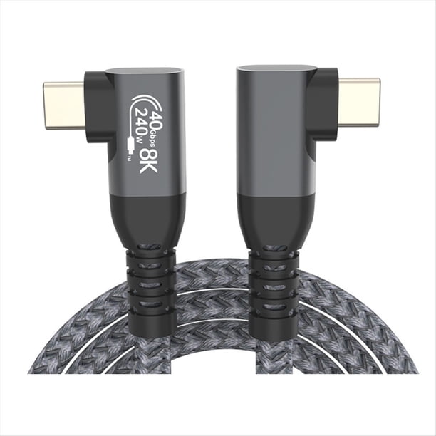 Cable USB 4 de Ángulo de 90 Grados 40 Gbps USB4 Codo Tipo C Cable de Transferencia de Datos USB C PD240W Carga Rápida 1,5 M