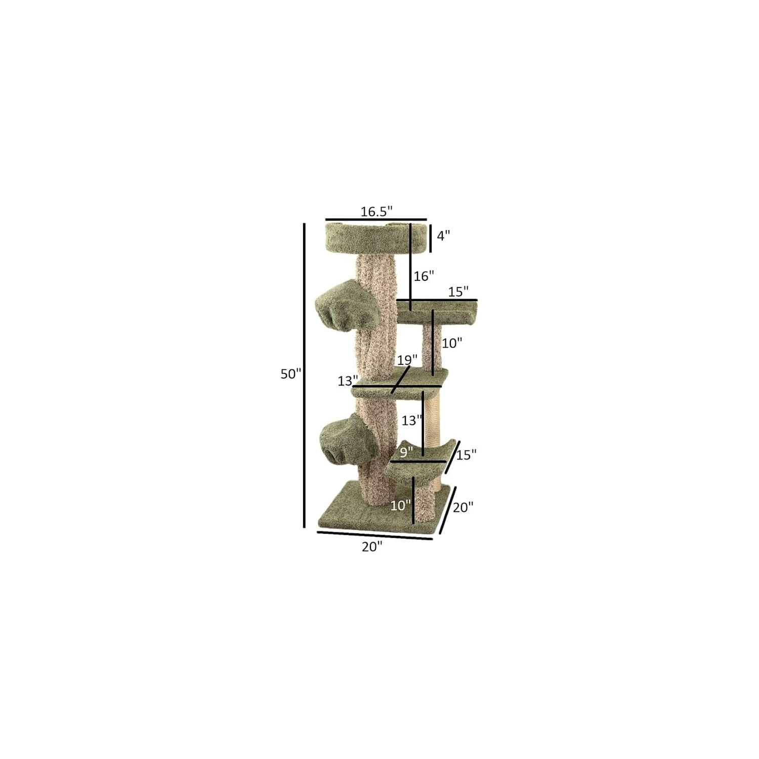 Maykoosh Natural Beauty Multiple Perch Cat Tree, Cat Tree with Scratch Post for All Cat Breeds, Indoor Cat Gym with Perches, Sturdy Wood Construction with Carpet Upholstery-Color:Green,Size:Round