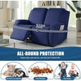 thumbnail image 3 of Stretch Recliner Loveseat Cover 2 Pieces Couch Covers for 2 Seat Reclining Sofa, Soft Polyester Fabric Washable Furniture Protector Loveseat Couch Cover with Pockets (2 Seat, Dark Blue), 3 of 16