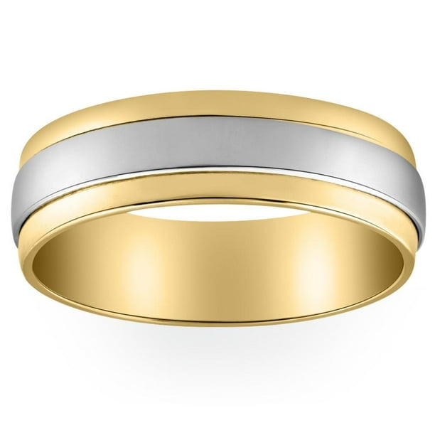 Mens 950 Platinum 18K Yellow Gold Two Tone Polished 6mm Wedding