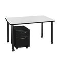 thumbnail image 3 of Regency Kee 48 x 24 in. Mobile Desk with Storage- White Top, Black Legs, 3 of 7
