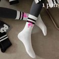 thumbnail image 2 of 1 Paire de Chaussettes Mi-Longues Barbies pour Femmes Couleur Unie Rayures Parallèles Mode Simple Chaussettes de Sport Absorbant la Sueur DGG3996 code Unique, 2 of 6